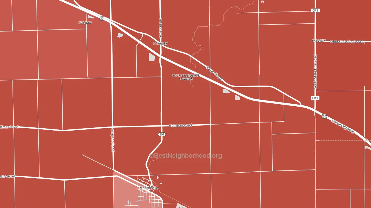 Townley, IN block-group political-lean map