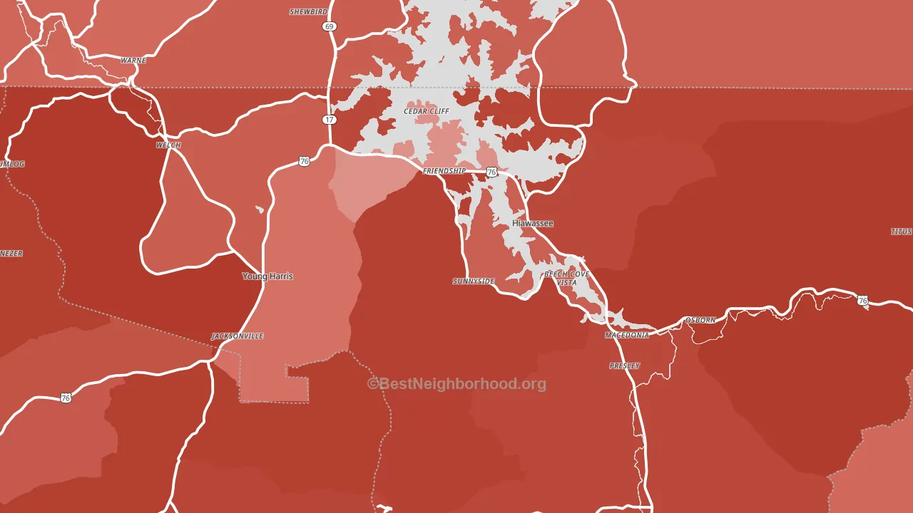 Towns County, GA block-group political-lean map