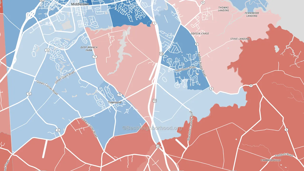 Townsend, DE block-group political-lean map