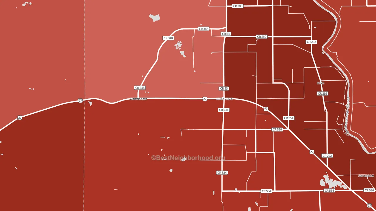 Townsend, FL block-group political-lean map