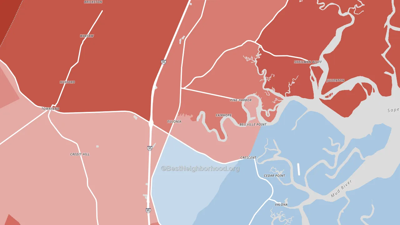 Townsend, GA block-group political-lean map