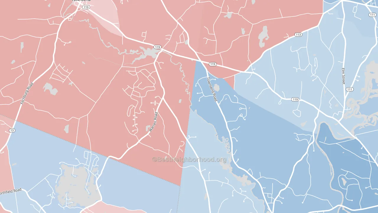 Townsend Harbor, MA block-group political-lean map