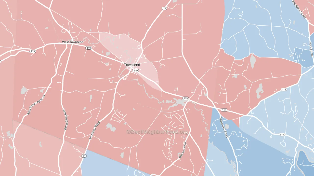 Townsend, MA block-group political-lean map