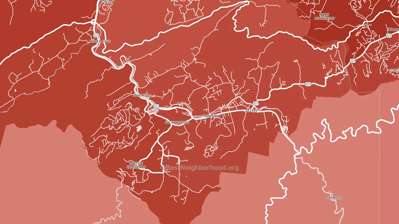 Townsend, TN block-group political-lean map