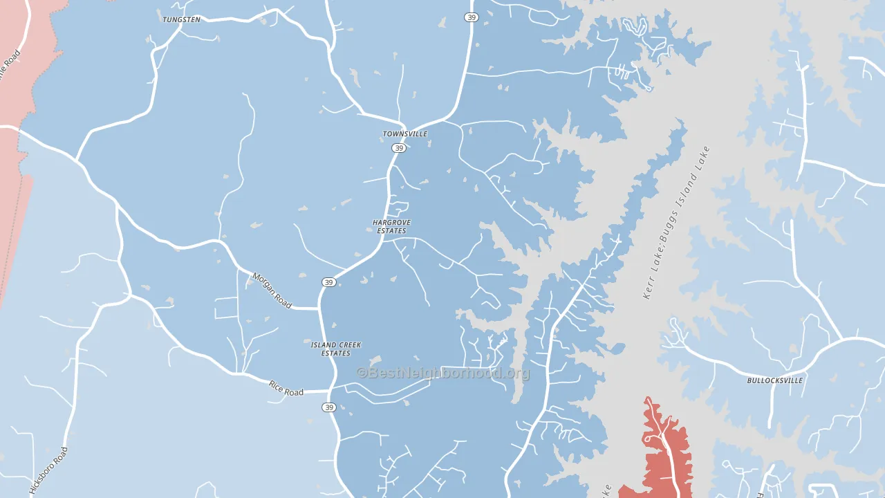 Townsville, NC block-group political-lean map