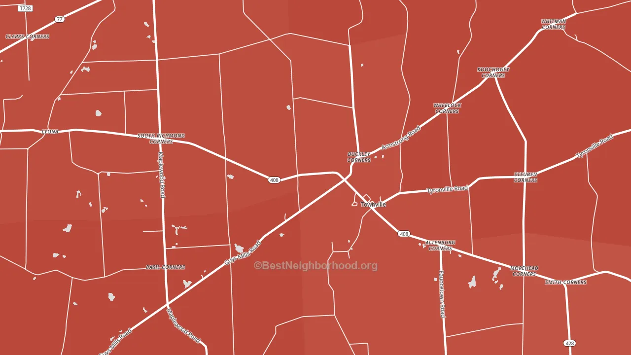 Townville, PA block-group political-lean map