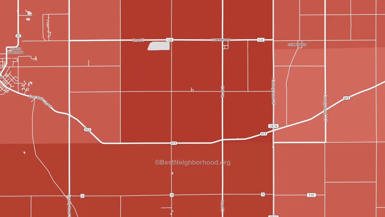 Townwood, OH block-group political-lean map