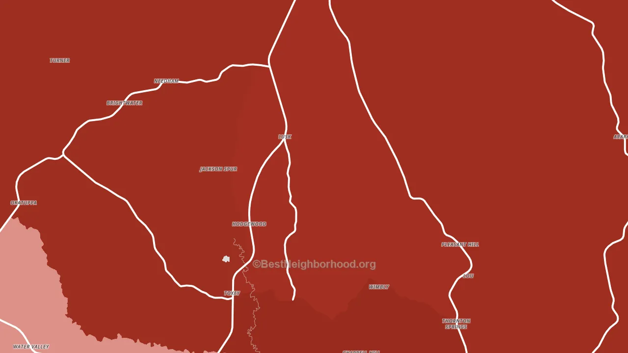 Toxey, AL block-group political-lean map