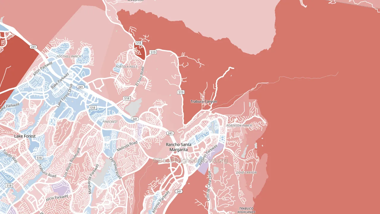 Trabuco Canyon, CA block-group political-lean map