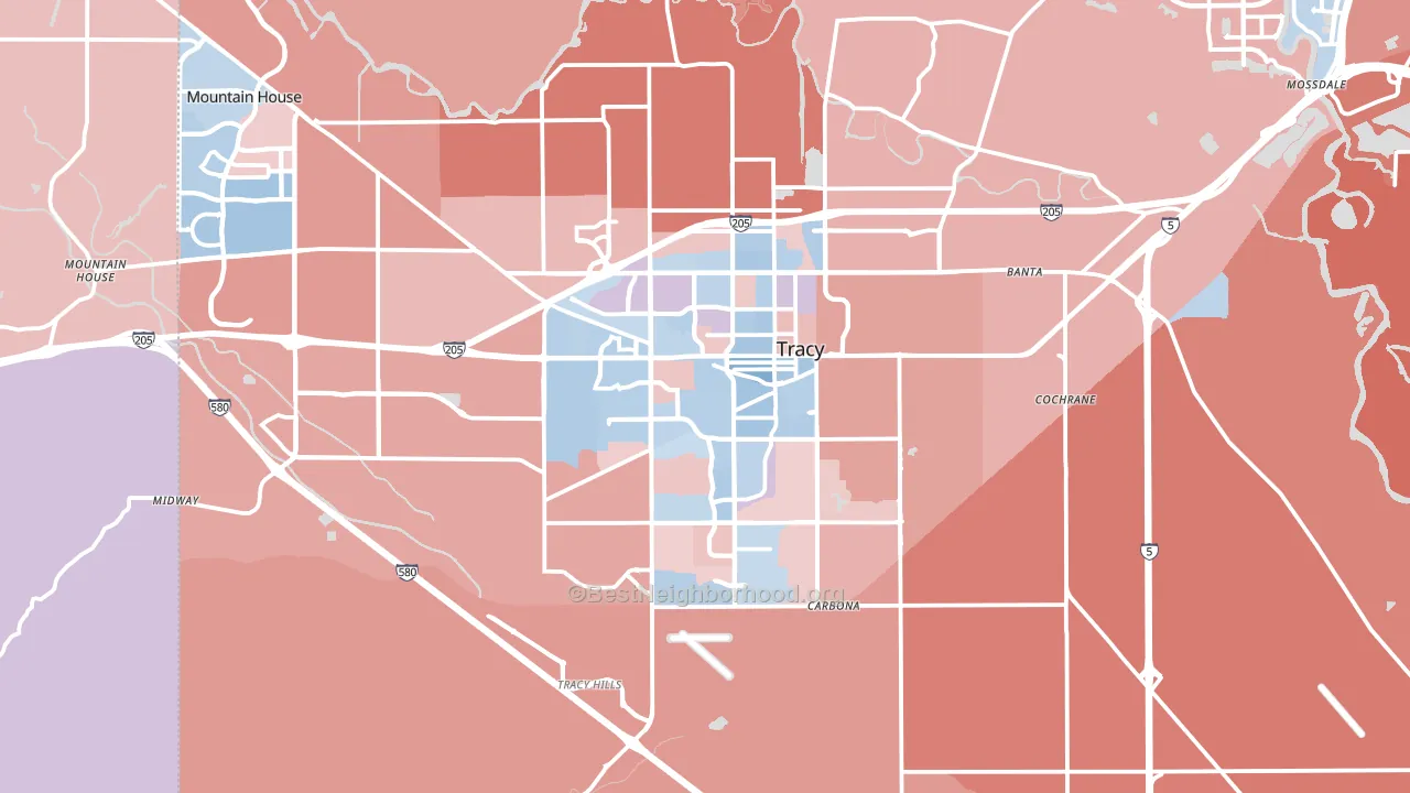 Tracy, CA block-group political-lean map