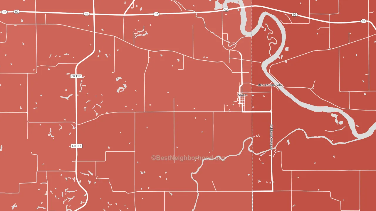 Tracy, IA block-group political-lean map