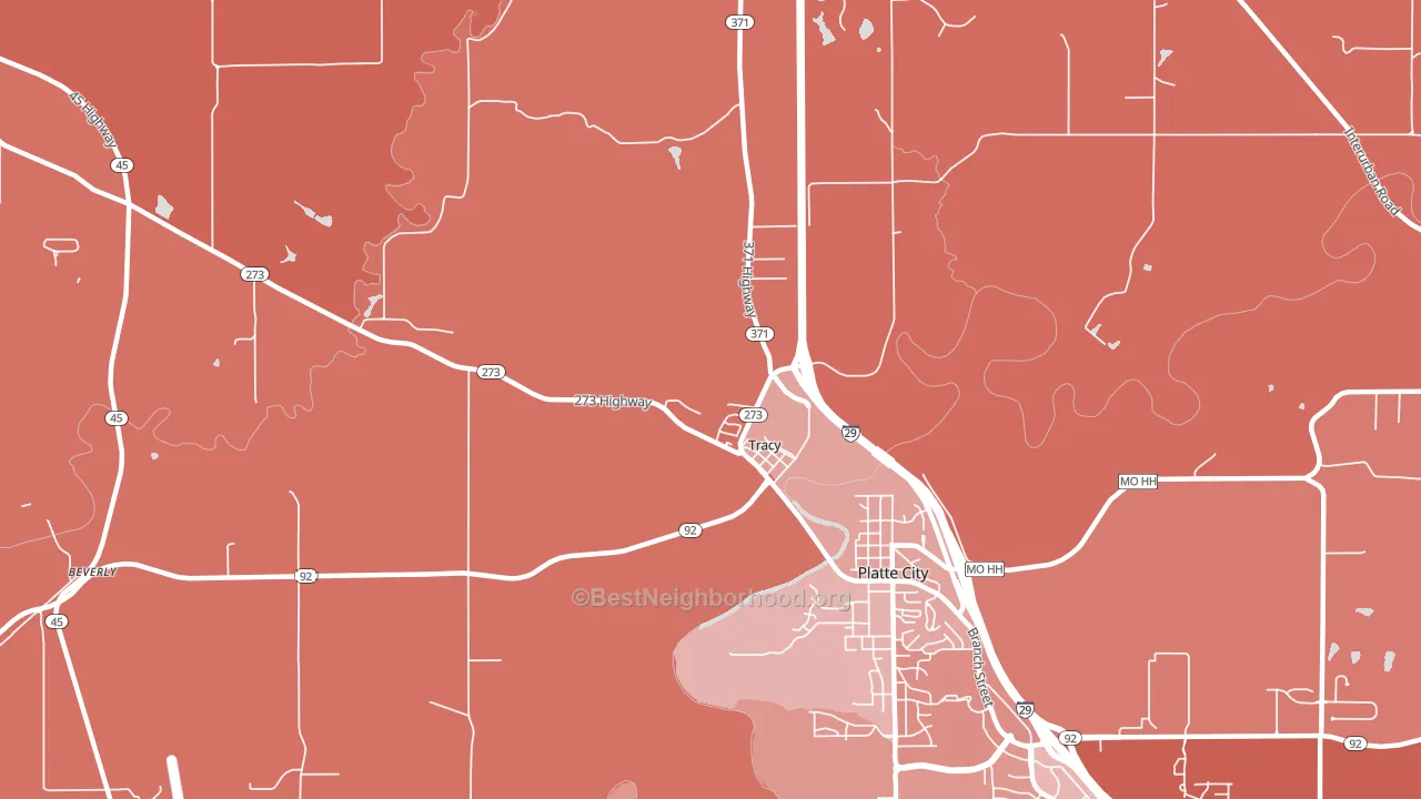 Tracy, MO block-group political-lean map