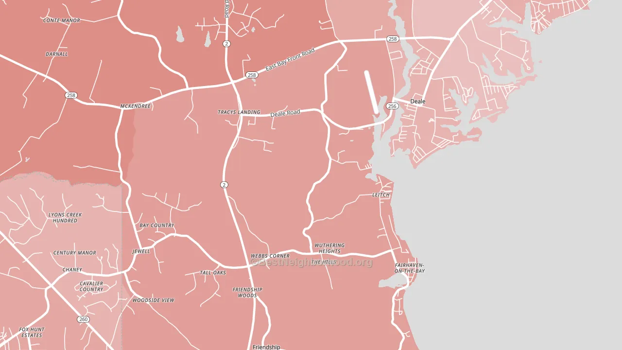 Tracys Landing, MD block-group political-lean map
