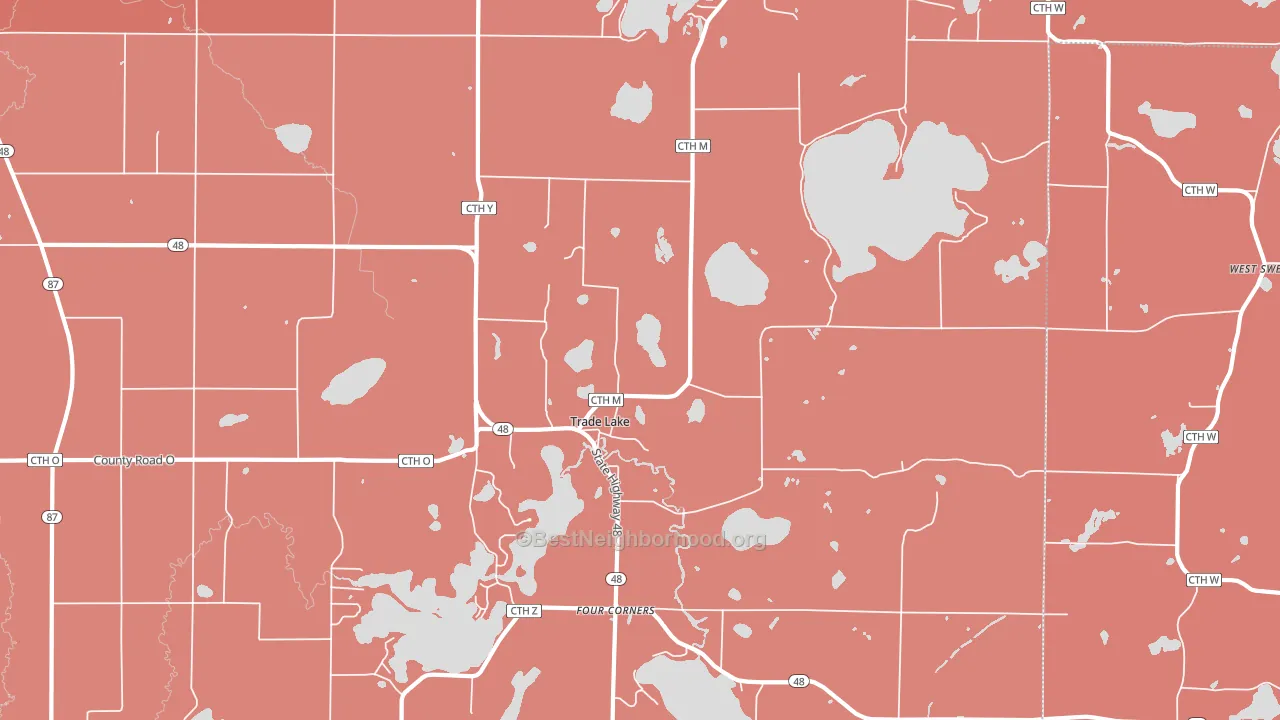 Trade Lake, WI block-group political-lean map