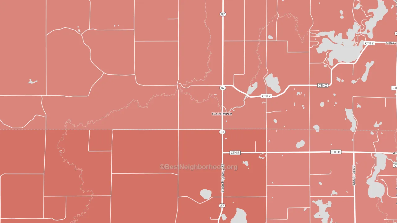 Trade River, WI block-group political-lean map