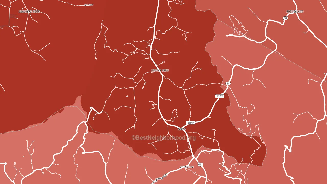 Trade, TN block-group political-lean map