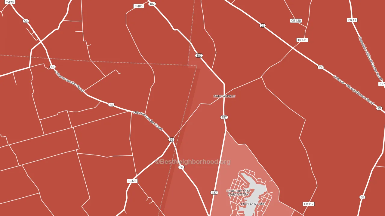 Tradersville, OH block-group political-lean map