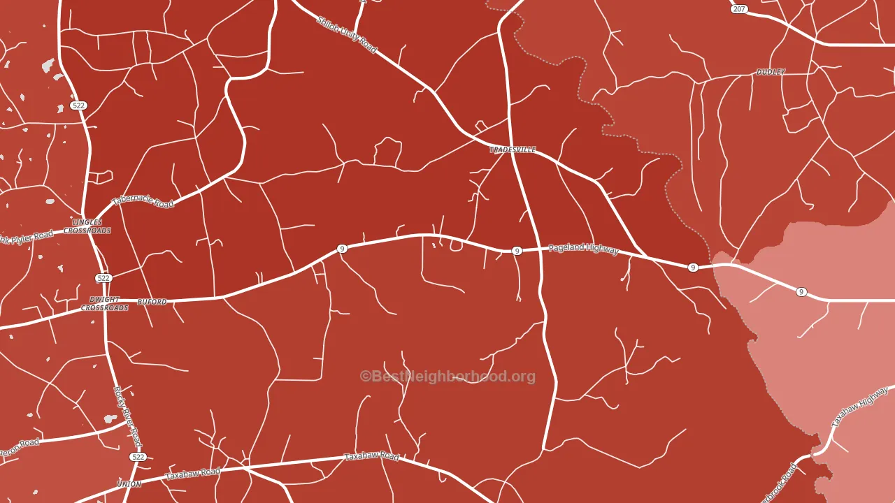 Tradesville, SC block-group political-lean map