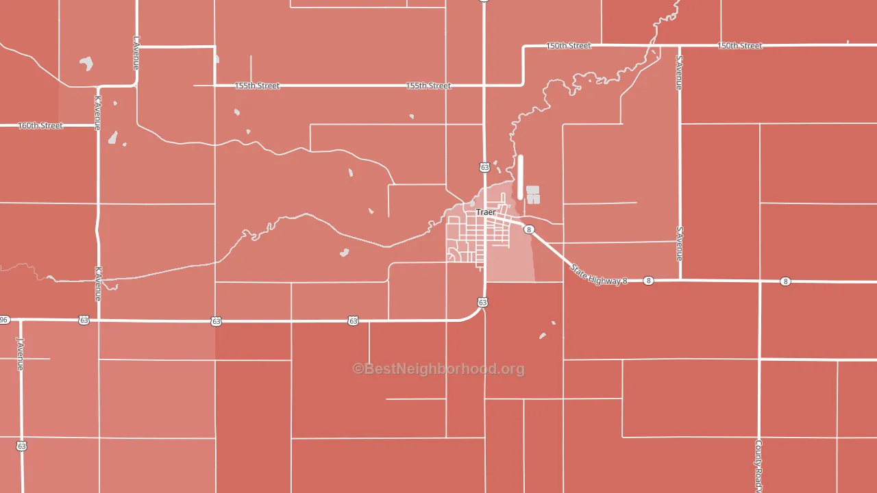Traer, IA block-group political-lean map