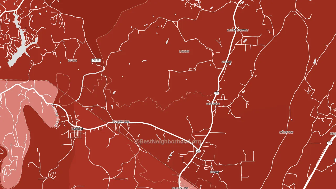 Trafford, AL block-group political-lean map