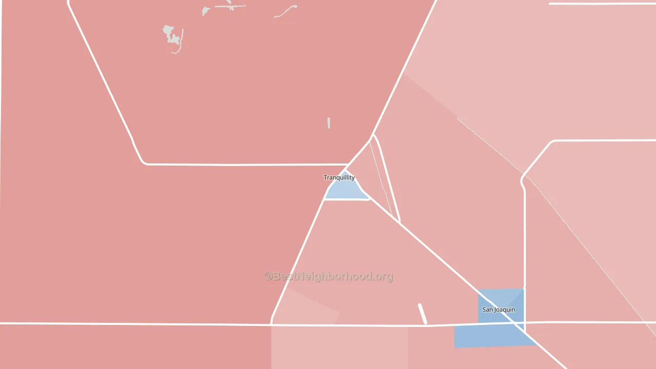 Tranquillity, CA block-group political-lean map