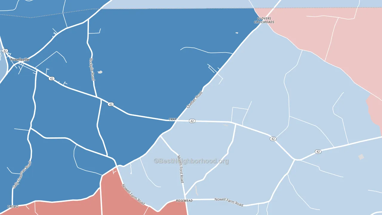 Trap, NC block-group political-lean map