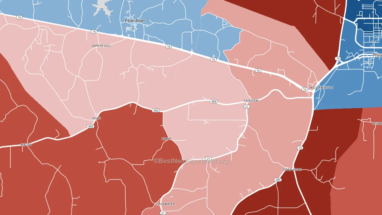 Trapp, MS block-group political-lean map