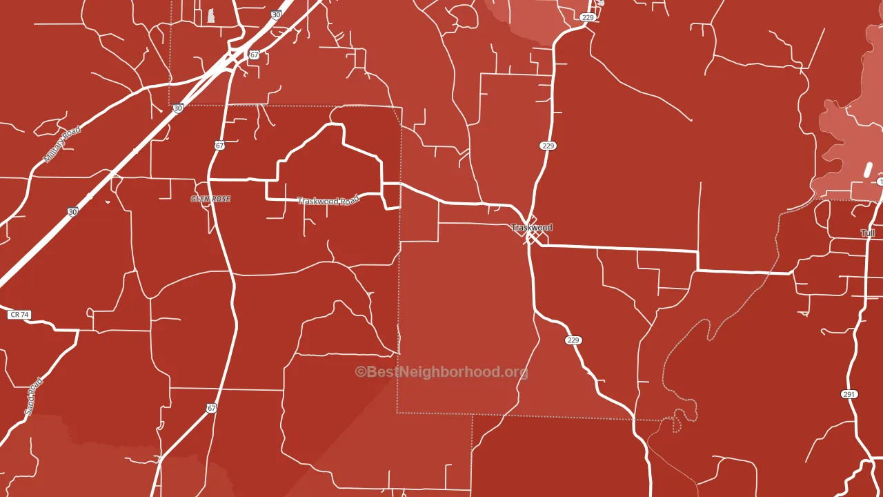 Traskwood, AR block-group political-lean map