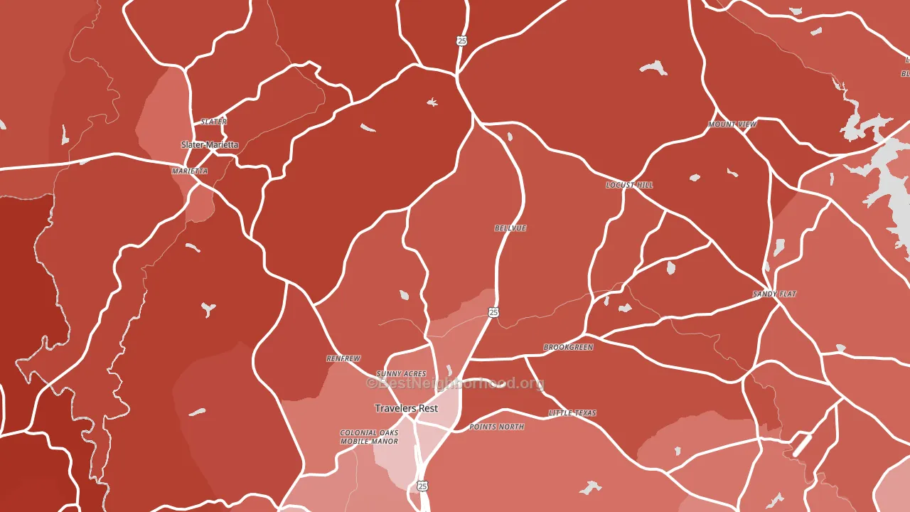 Travelers Rest, SC block-group political-lean map