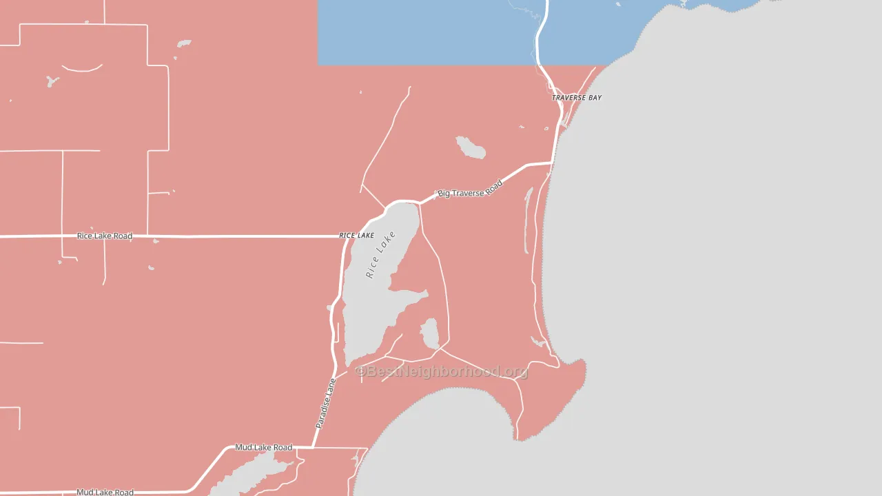 Traverse Bay, MI block-group political-lean map