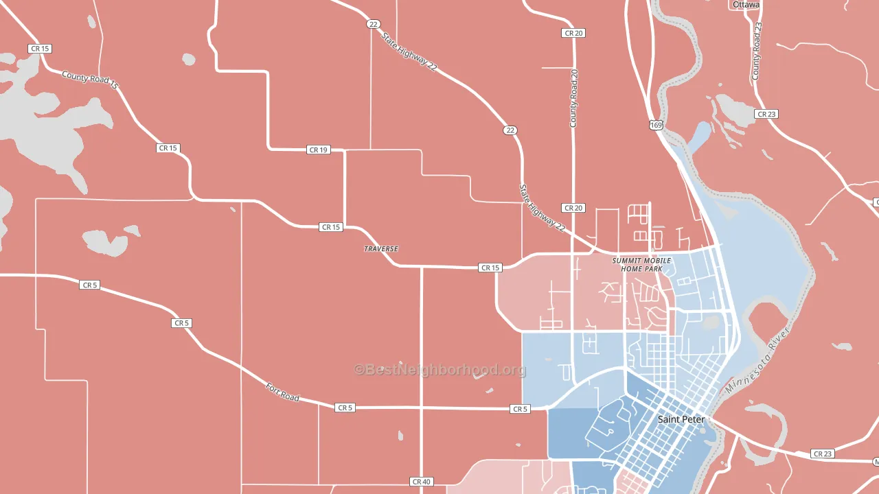 Traverse, MN block-group political-lean map