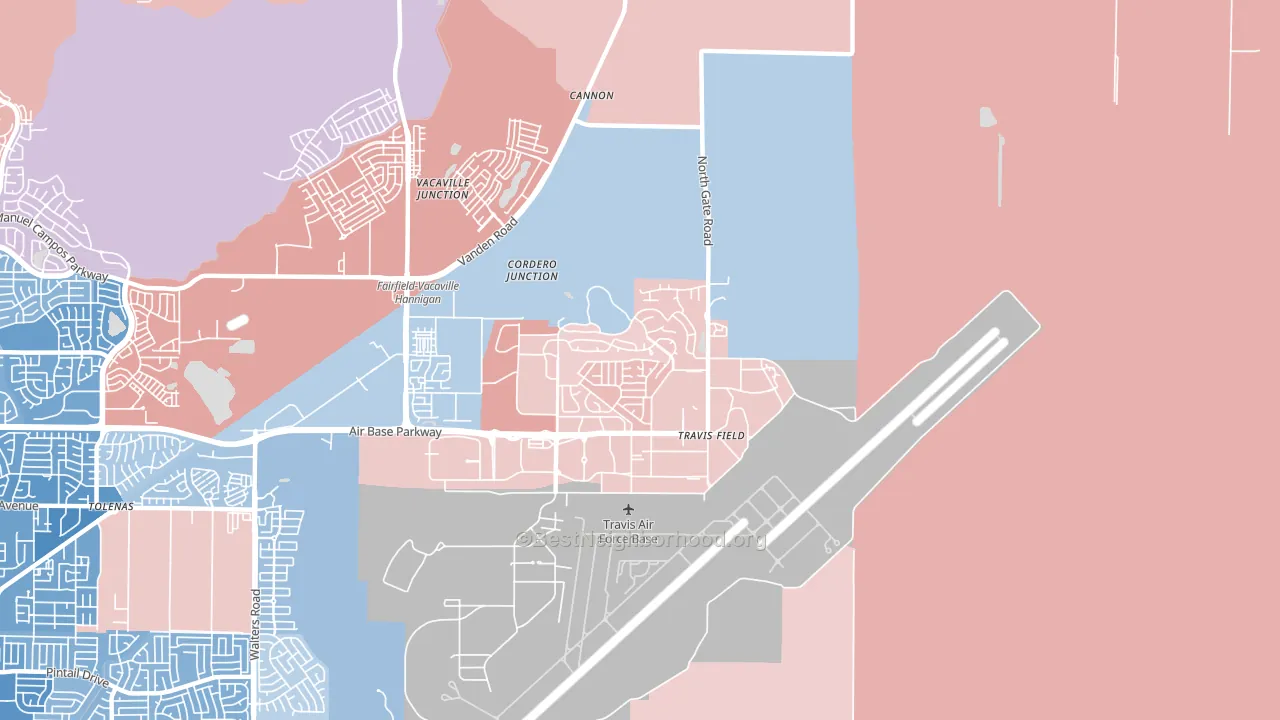 Travis Afb, CA block-group political-lean map