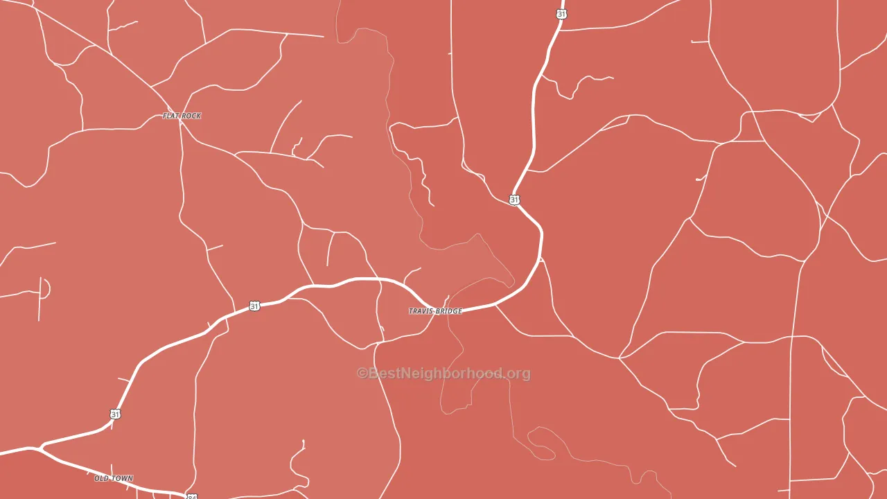 Travis Bridge, AL block-group political-lean map