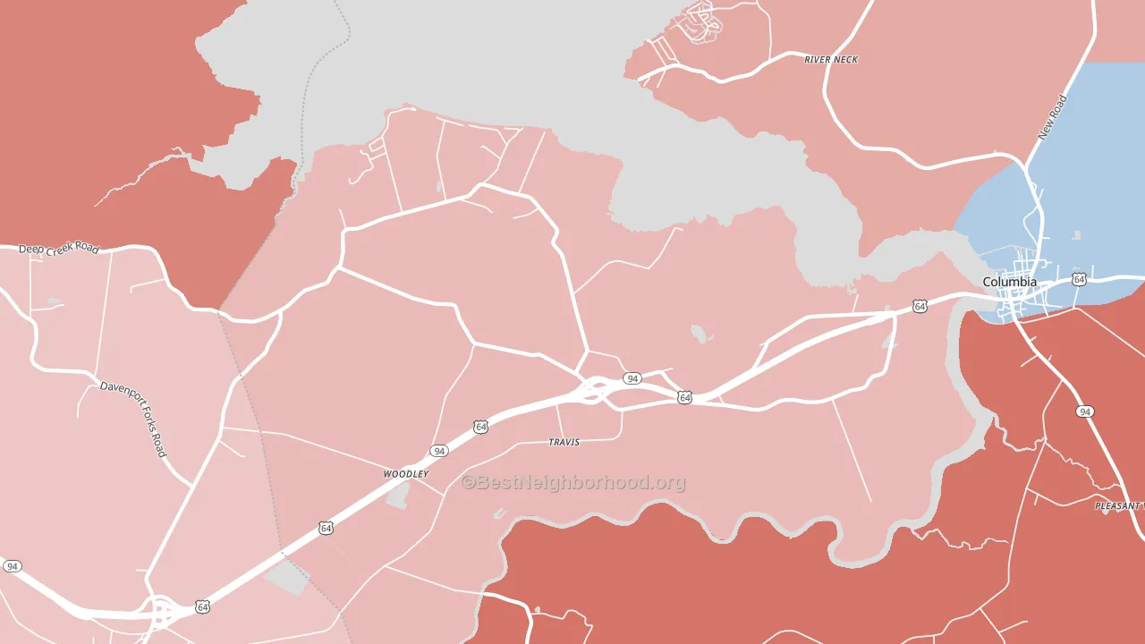 Travis, NC block-group political-lean map
