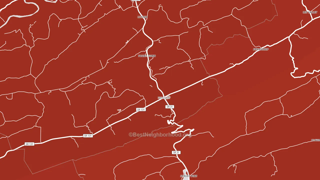 Treadway, TN block-group political-lean map