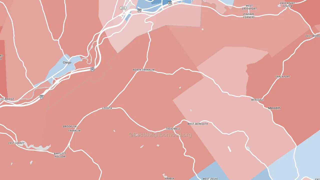 Treadwell, NY block-group political-lean map
