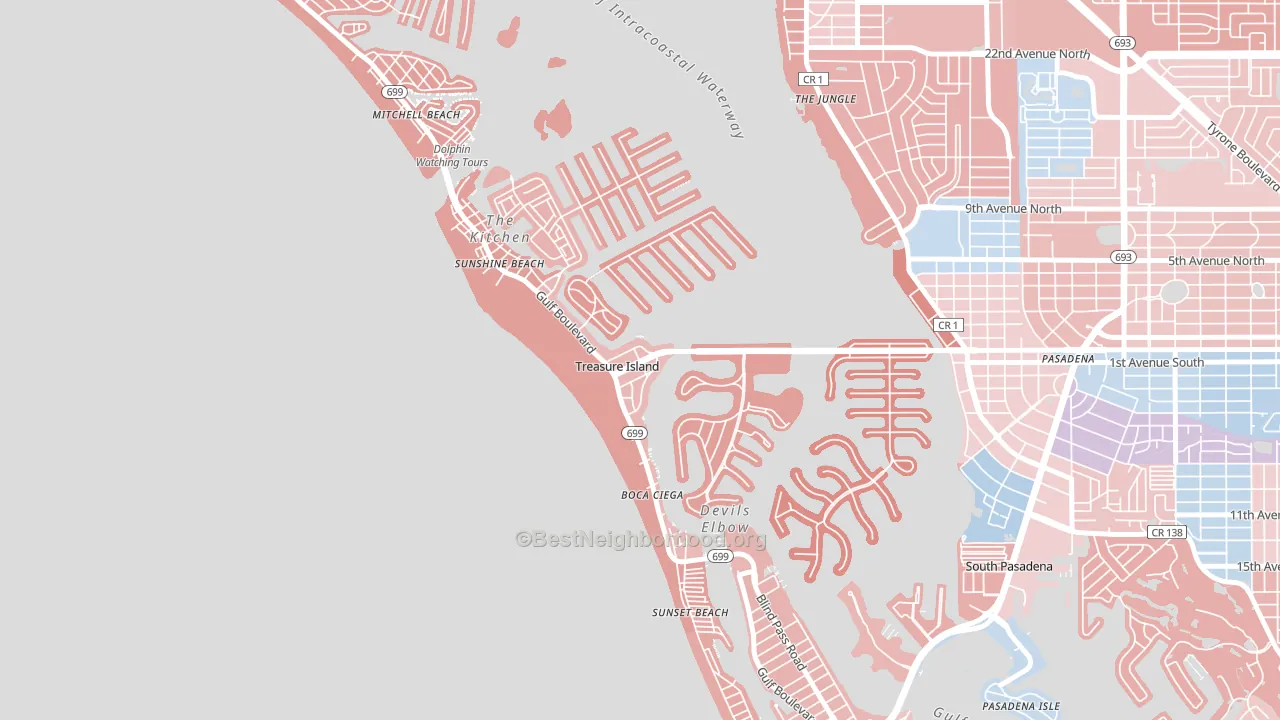 Treasure Island, FL block-group political-lean map