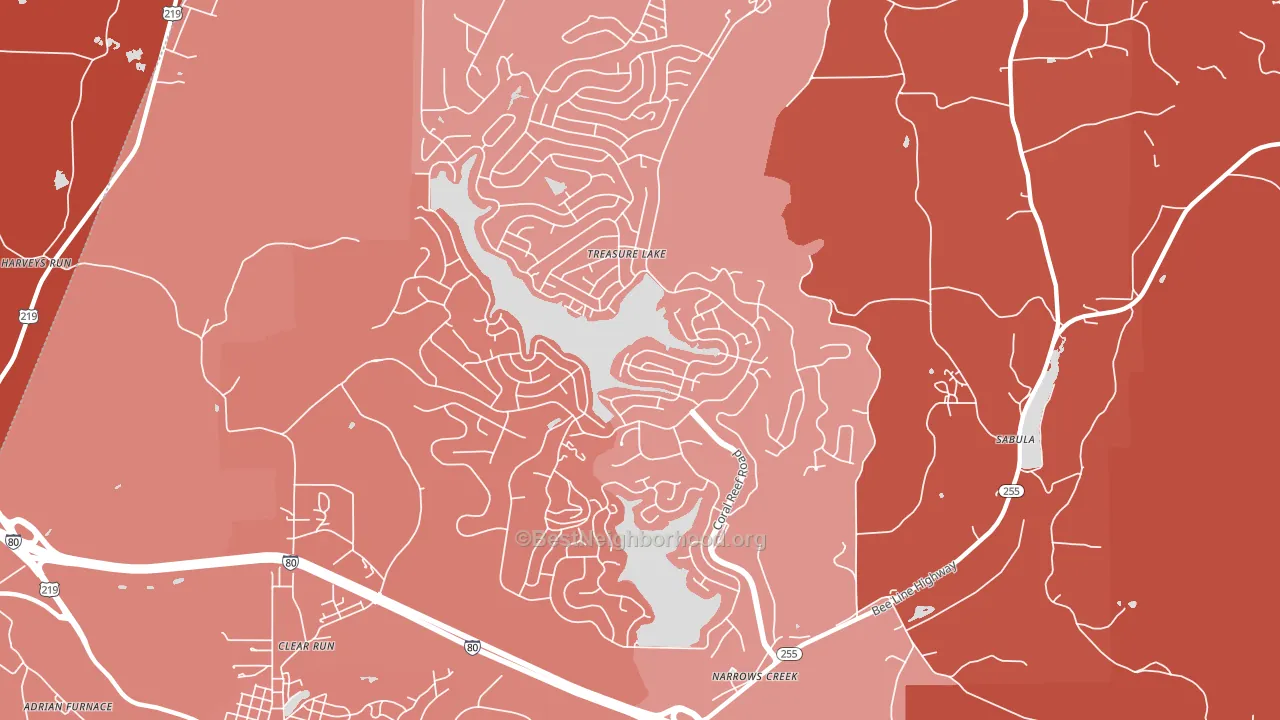 Treasure Lake, PA block-group political-lean map