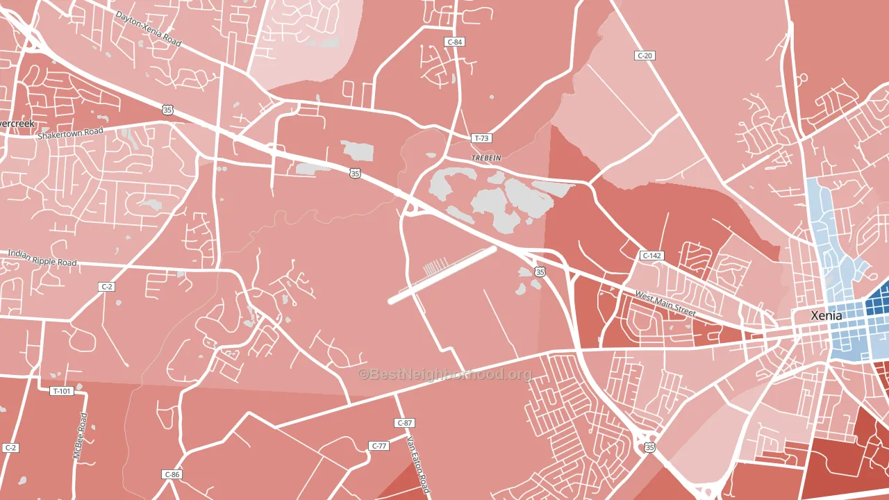 Trebeins, OH block-group political-lean map