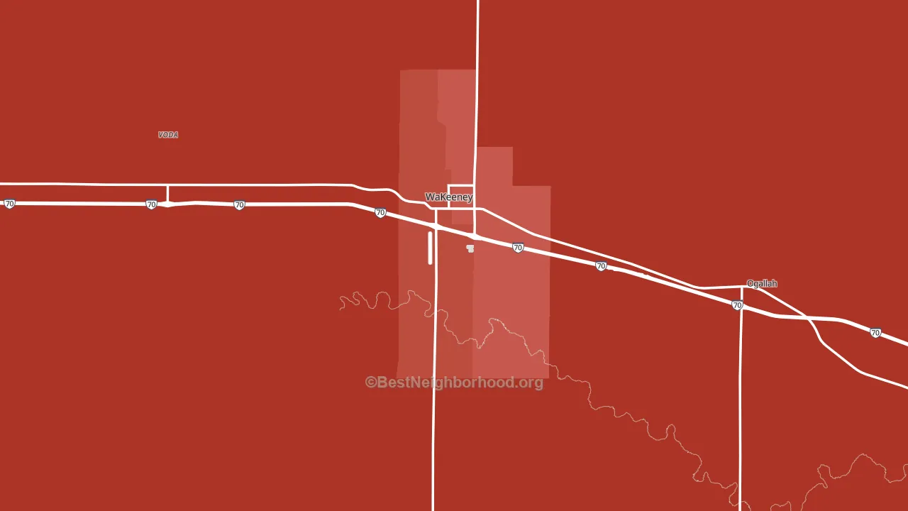 Trego County, KS block-group political-lean map