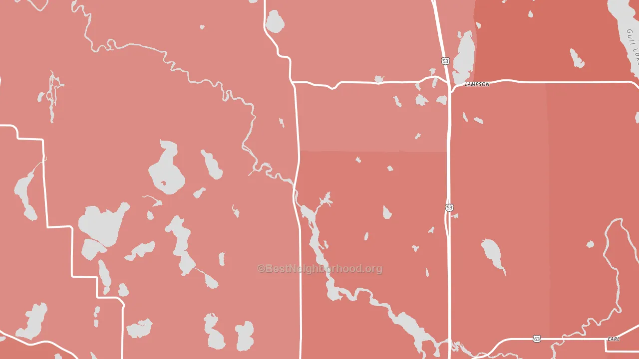Trego, WI block-group political-lean map