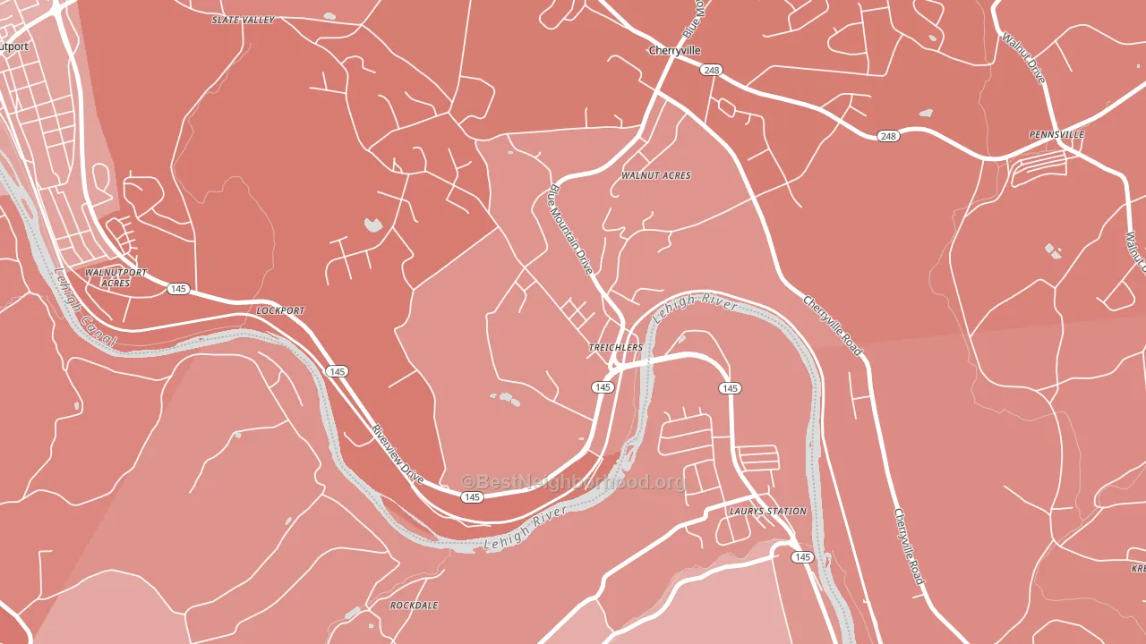 Treichlers, PA block-group political-lean map