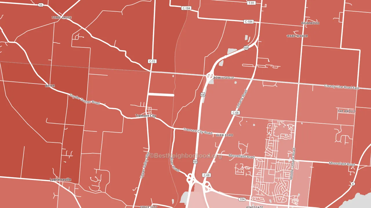 Tremont City, OH block-group political-lean map