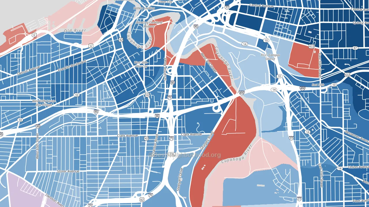 Tremont, Cleveland, OH block-group political-lean map