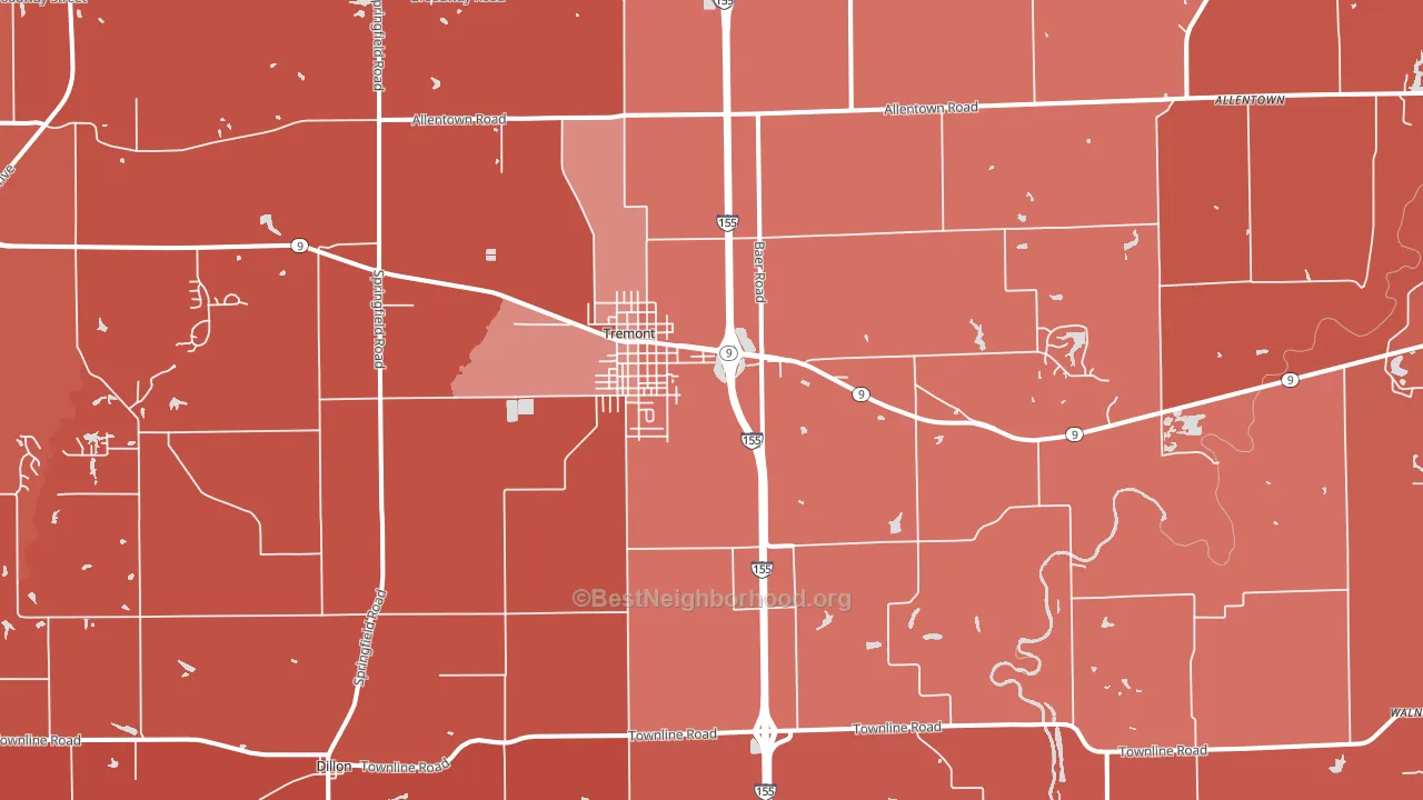Tremont, IL block-group political-lean map