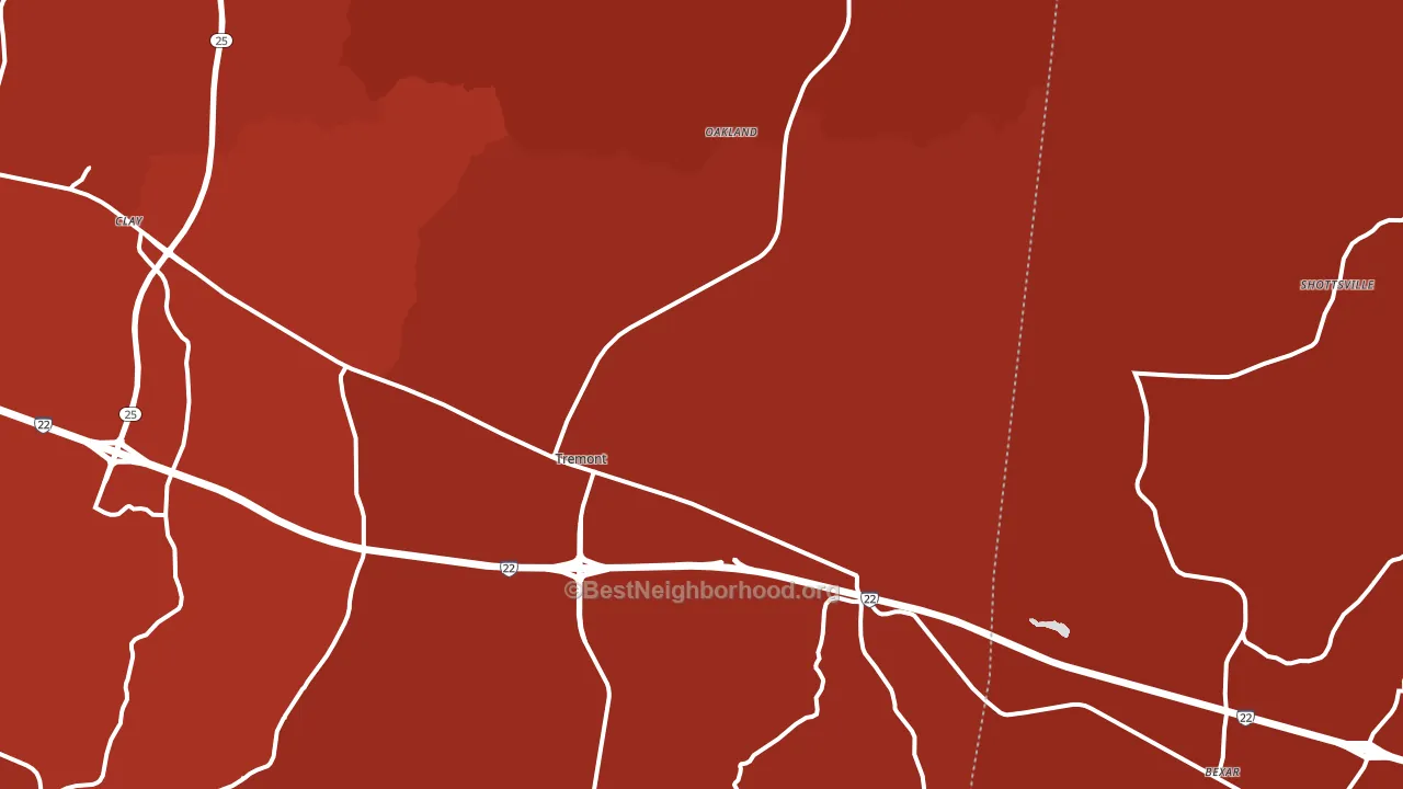 Tremont, MS block-group political-lean map