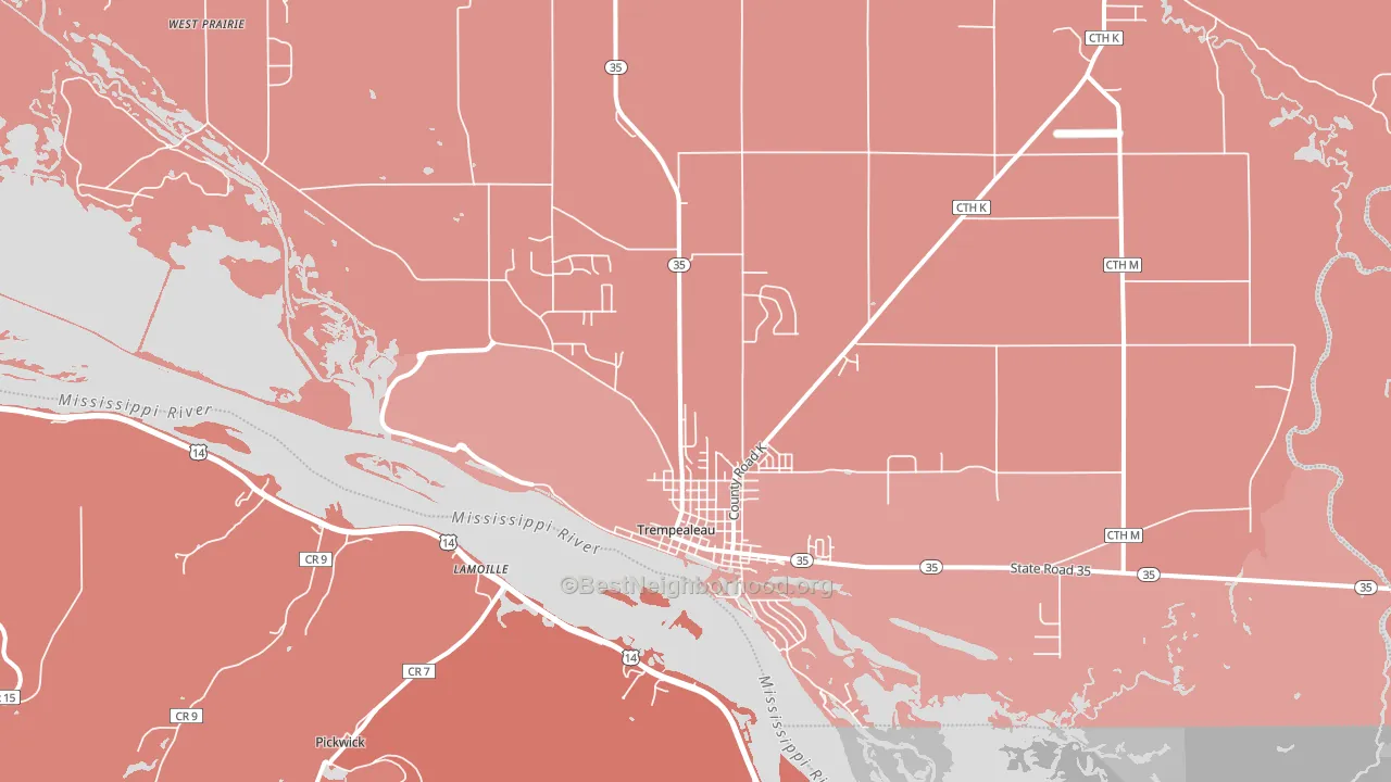 Trempealeau, WI block-group political-lean map