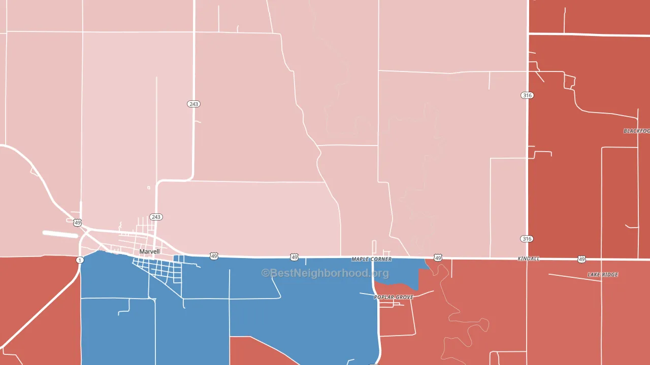 Trenton, AR block-group political-lean map