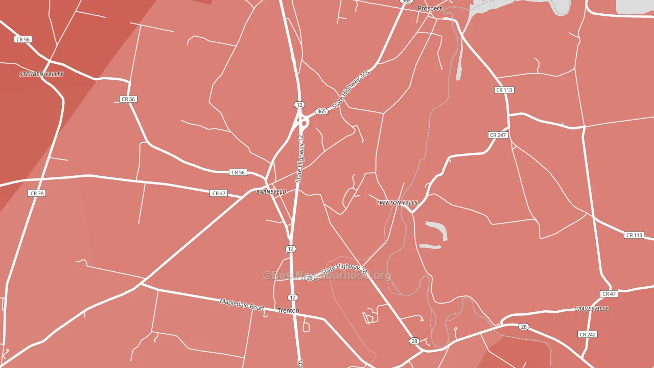 Trenton Falls, NY block-group political-lean map