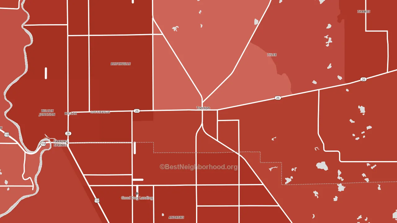 Trenton, FL block-group political-lean map